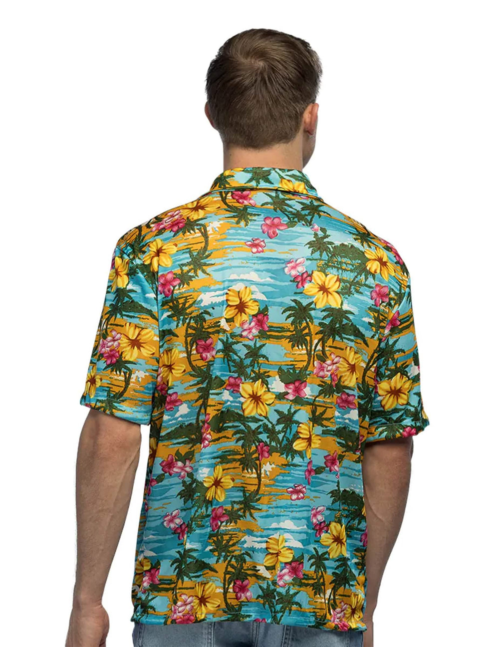 Vue de dos de la chemise Hawaï paradise pour adulte