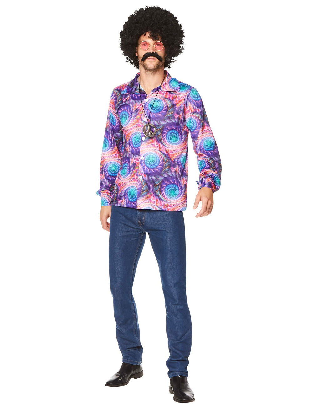 Vue de face de la chemise hippie psychédélique pour homme