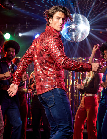 Мъжка диско риза в червено, висок клас 