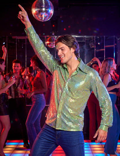 Chemise homme disco vert haut de gamme