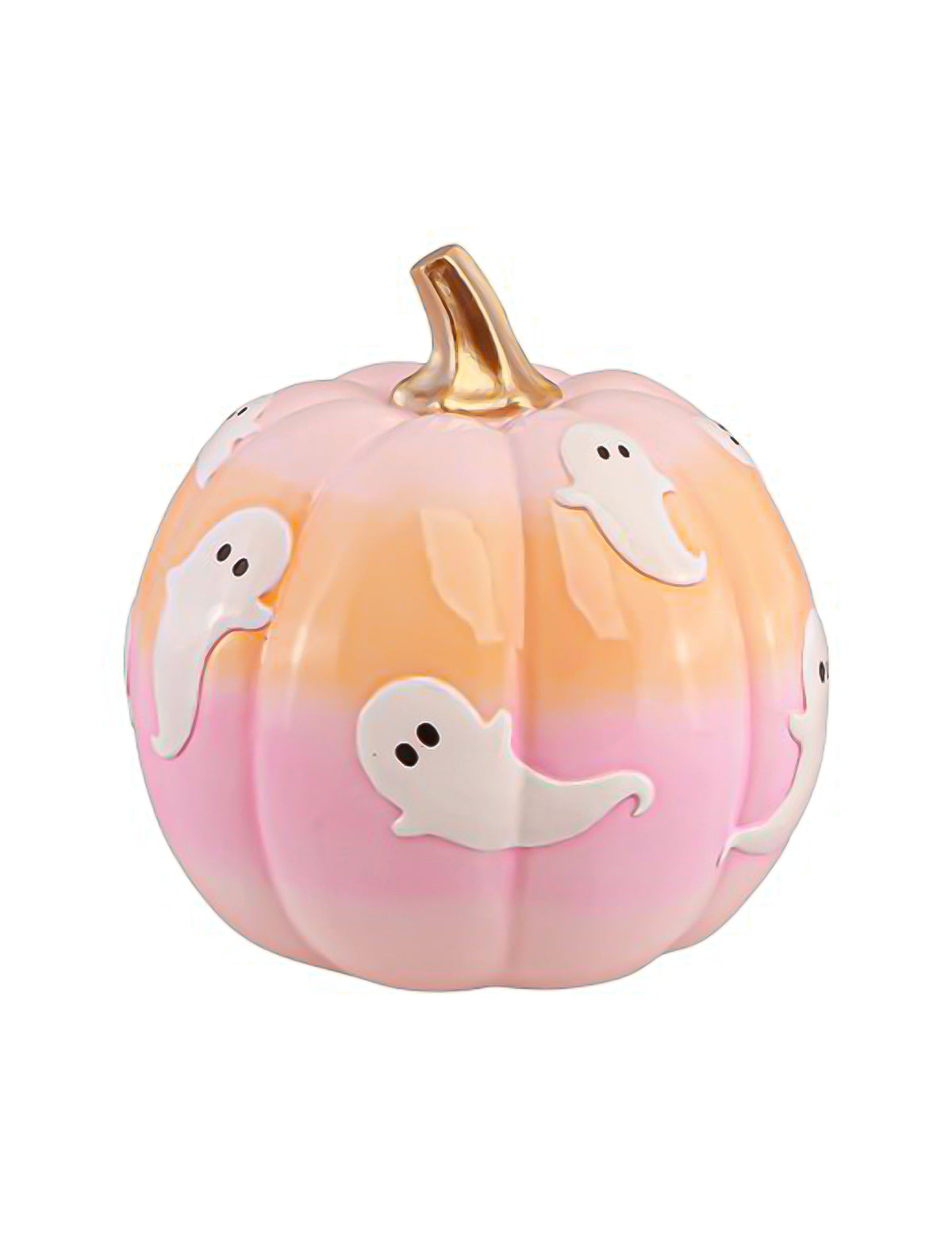 Декоративна тиква Summerween от смола с преливащи цветове и призраци 14,5 x 14,5 x 14,8 cm
