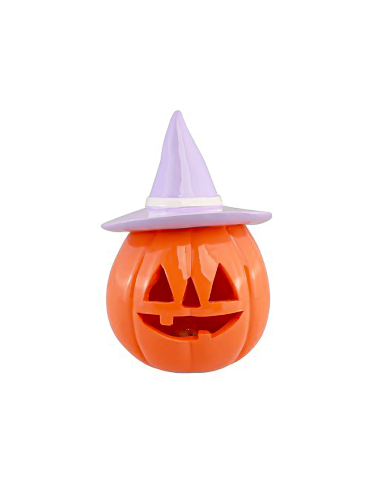 Декоративна тиква Summerween от оранжева смола с лилава шапка 12,5 x 12,3 x 17 cm
