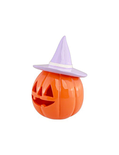 Декоративна тиква Summerween от оранжева смола с лилава шапка 12,5 x 12,3 x 17 cm