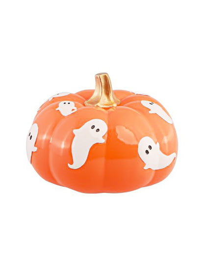 Декоративна тиква Summerween от оранжева смола с призраци 15,5 x 15,5 x 11 cm