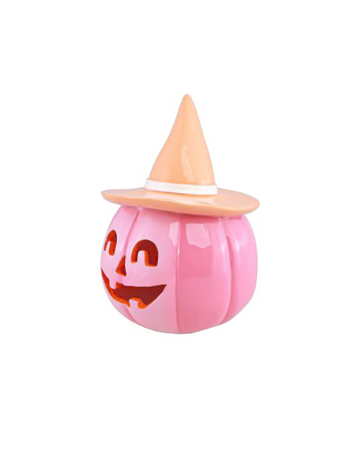 Декоративна тиква Summerween от розова смола с пастелно оранжева шапка 12,5 x 12,3 x 17 cm