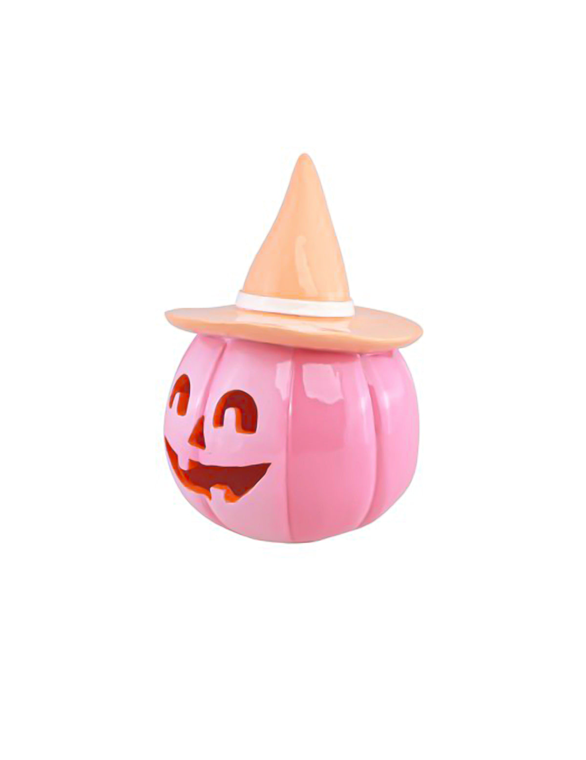 Декоративна тиква Summerween от розова смола с пастелно оранжева шапка 12,5 x 12,3 x 17 cm