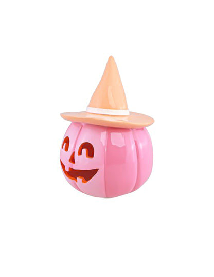 Декоративна тиква Summerween от розова смола с пастелно оранжева шапка 12,5 x 12,3 x 17 cm