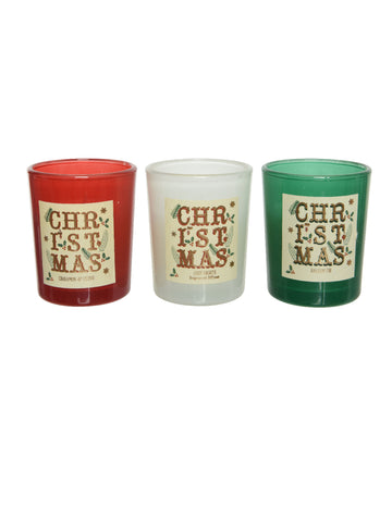 Подаръчен комплект от 3 коледни ароматни свещи, 6 броя cm