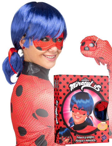 Boîte d'emballage du coffret perruque et masque Ladybug pour adulte
