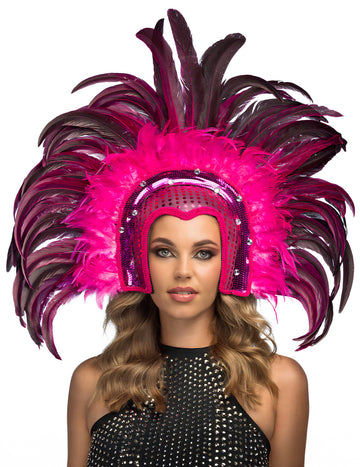Възрастни розови пернати бразилски шапки