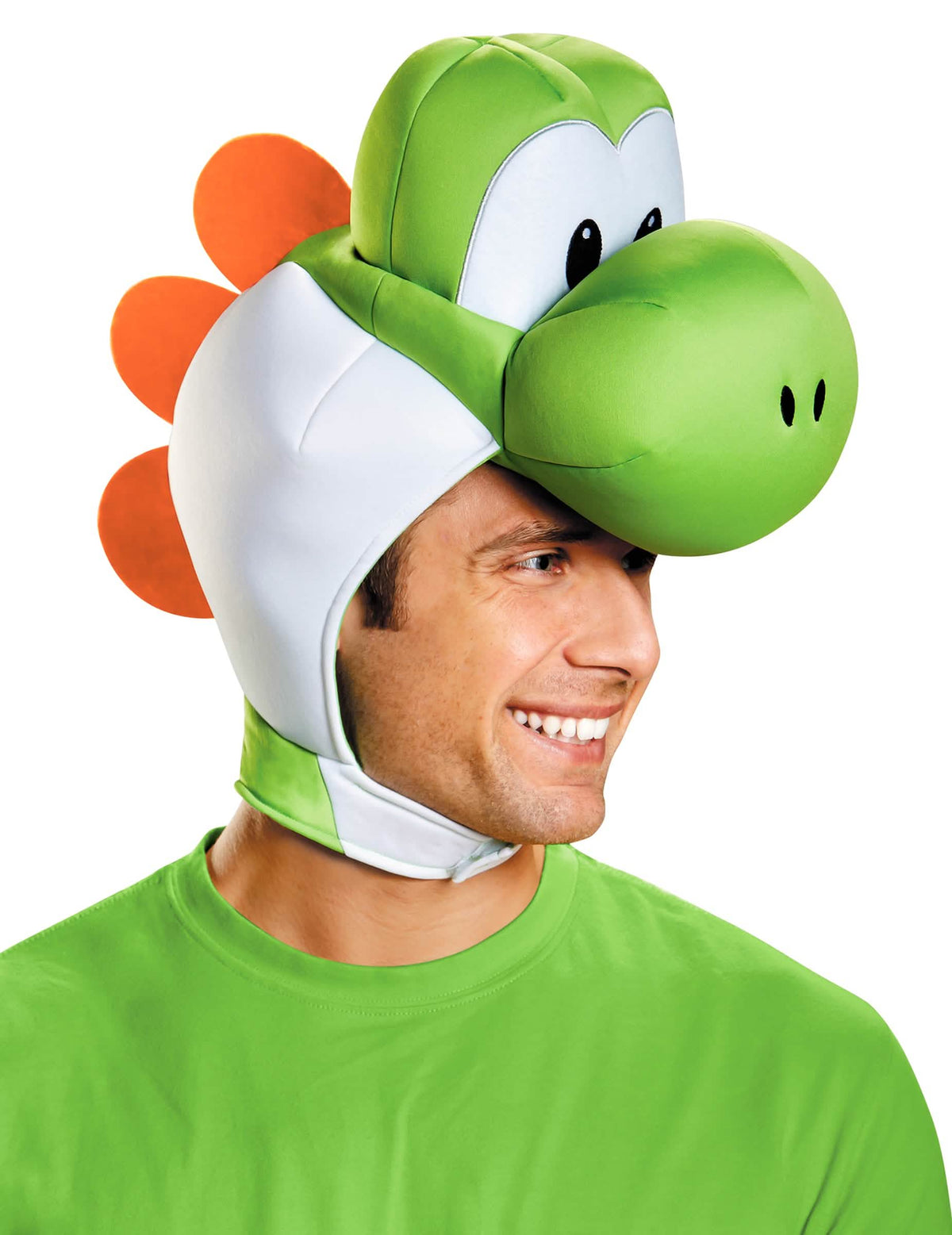 Coiffe Yoshi Nintendo pour adulte vert et blanc avec crête orange