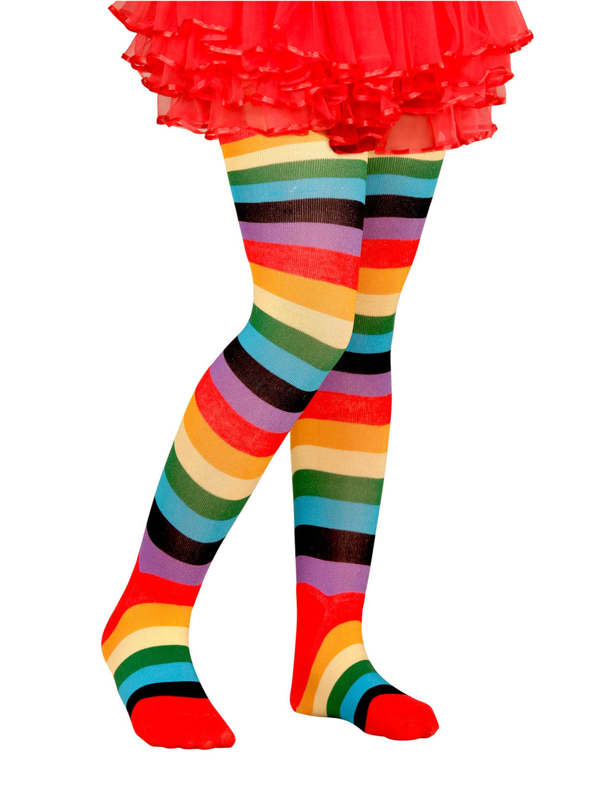 Collants multicolores pour enfant à rayures arc-en-ciel