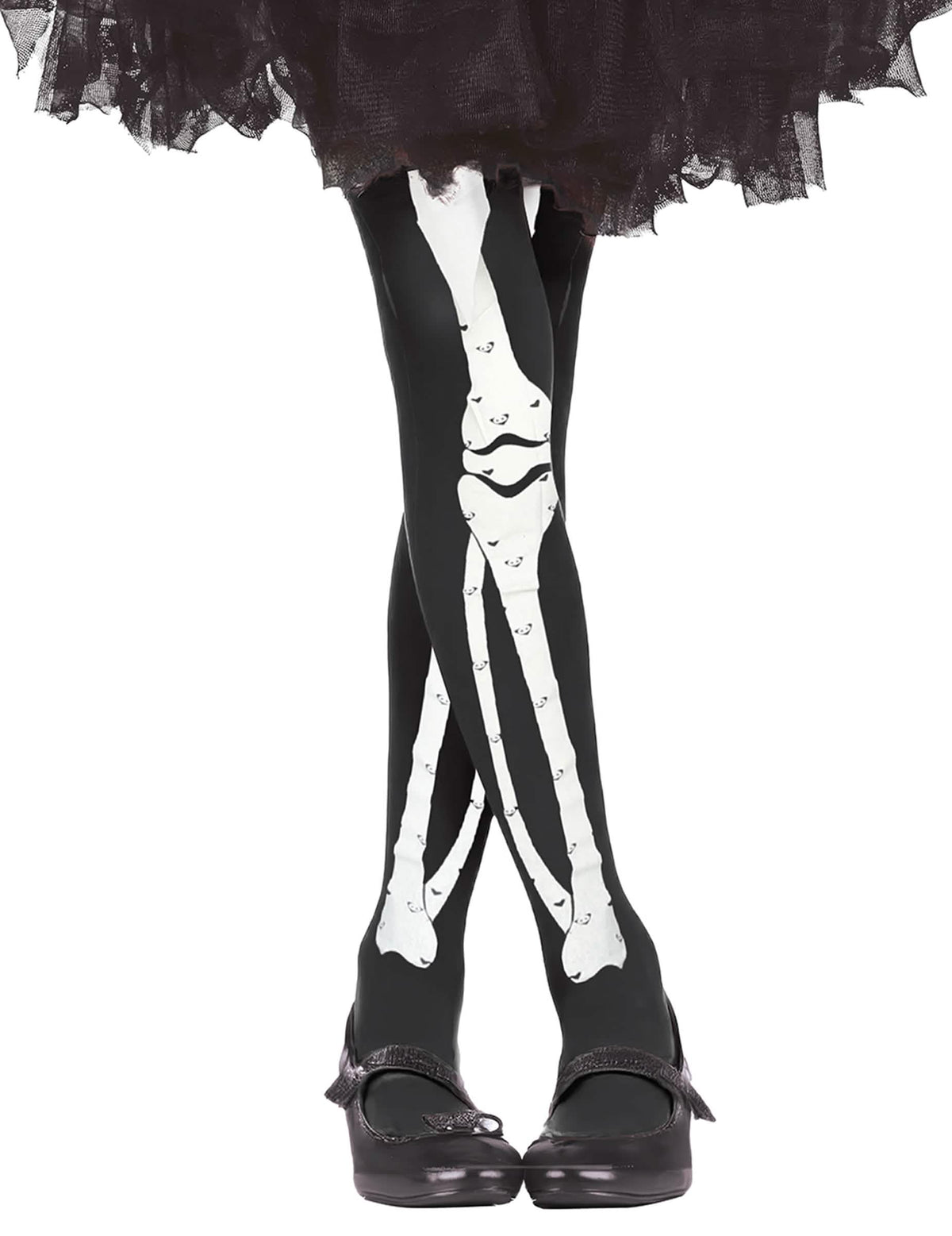Collants squelette Halloween pour enfant noir et blanc