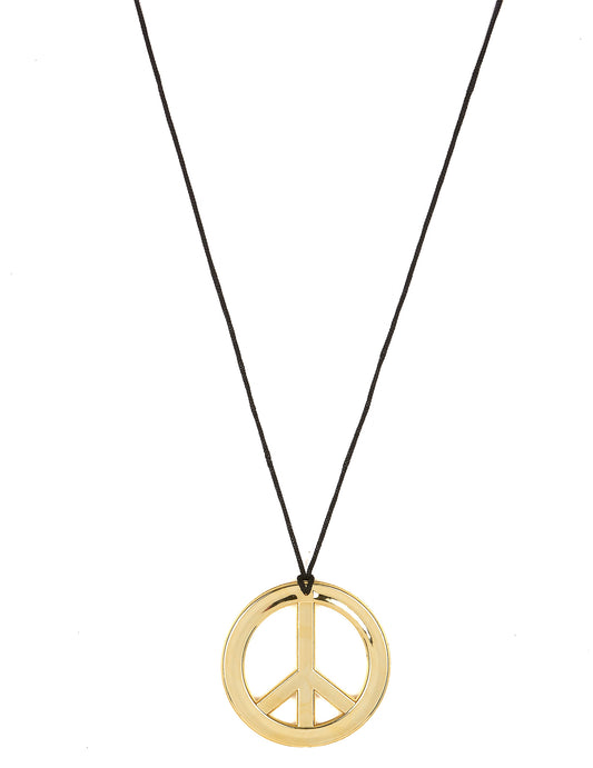 Détail du pendentif peace and love du collier hippie pour adulte