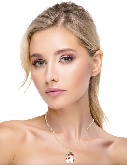 Метално колие със снежен човек от Коледа