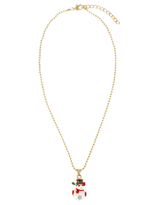 Vue d'ensemble du collier métallique bonhomme de neige de Noël