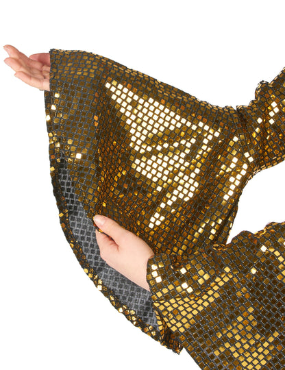 Combinaison femme disco or avec ceinture haut de gamme