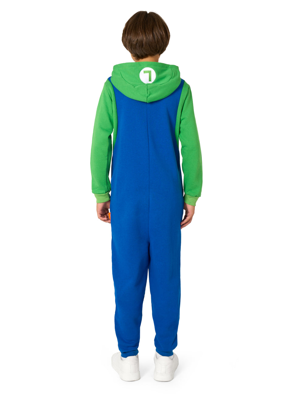 Vue de dos de la combinaison Luigi pour enfant