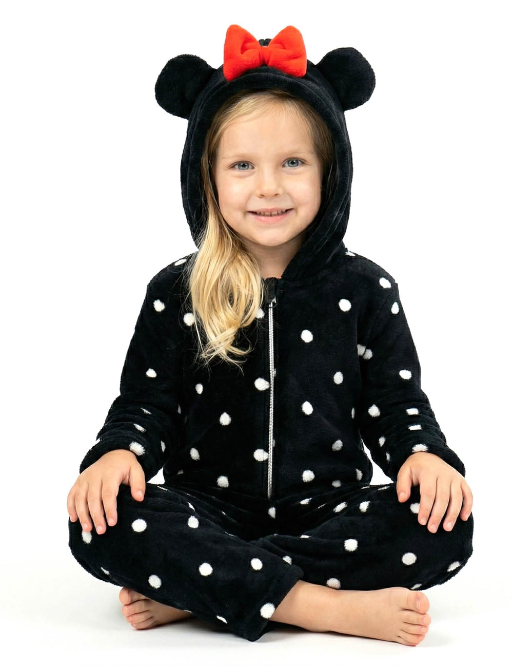 Преден изглед в седнало положение на детския костюм Minnie