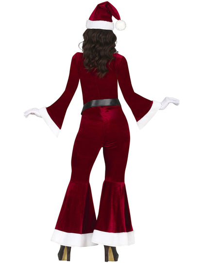 Vue de dos de la combinaison velours Mère Noël pour femme