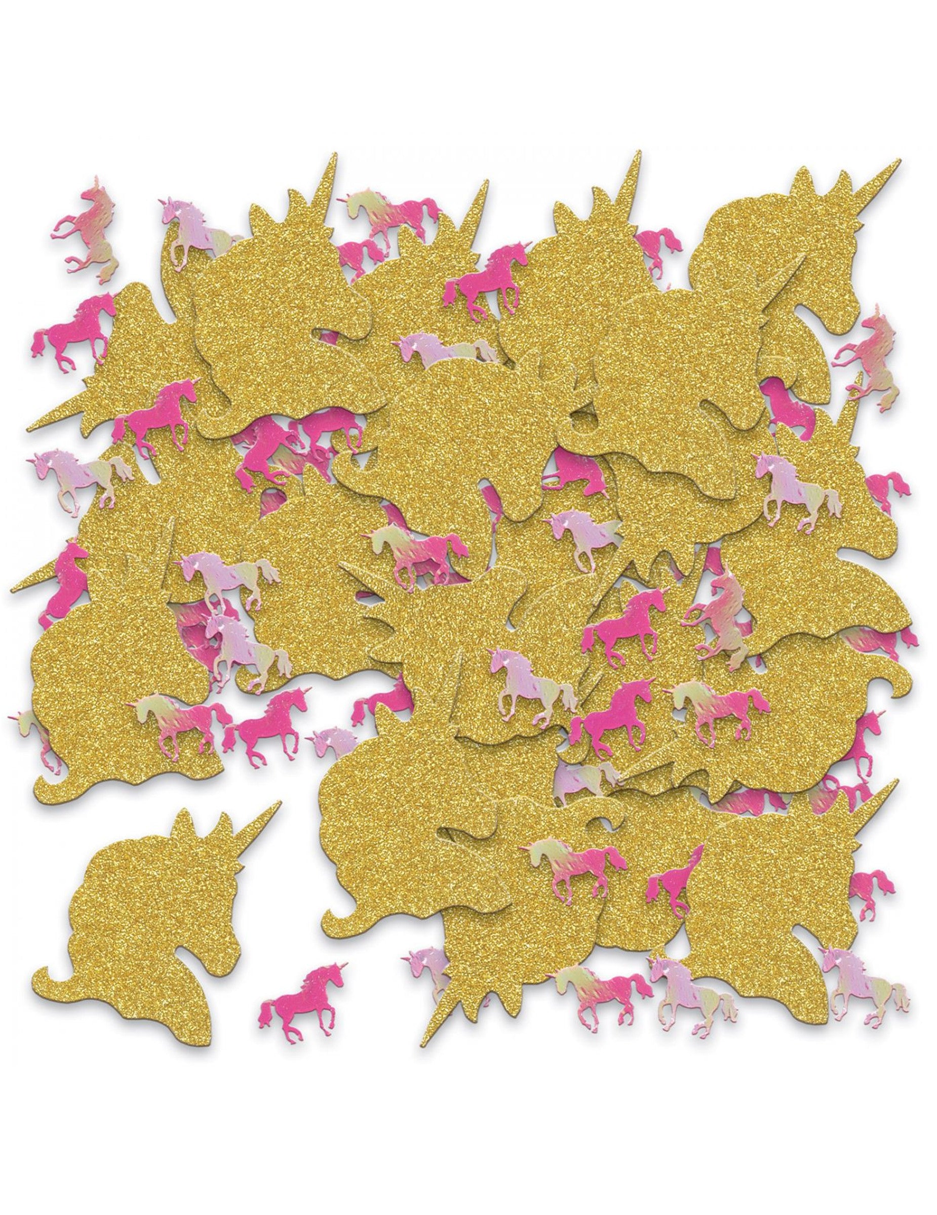 Confettis de table licorne doré pailleté et rose