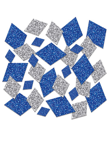 Асортимент от сини и сребърни брокатени конфети за маса с форма на диамант, 42 г
