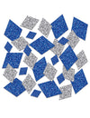 Confettis de table losanges bleu et argent pailletés assortis