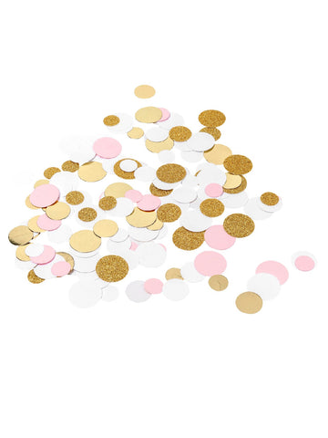Розови, бели и металически златни брокатени конфети за маса, 14 г, за партита