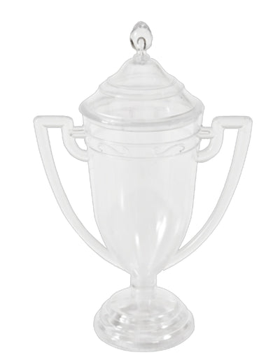 Contenant en forme de coupe de vainqueur en plastique transparent