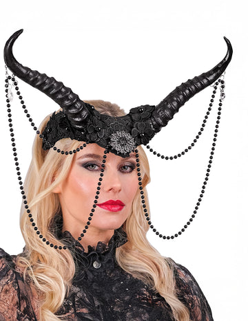 Демонични черни рога с мъниста за възрастни