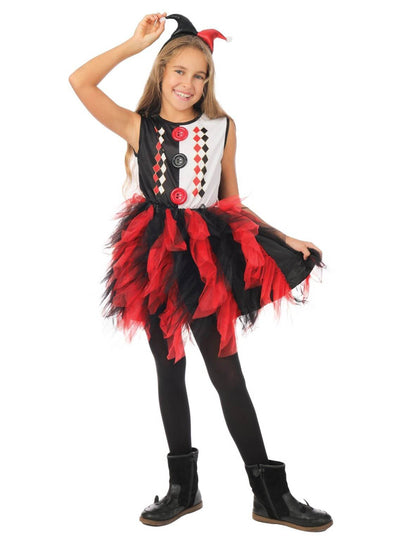 Костюм Арлекин с черно-червена фуста за момичета