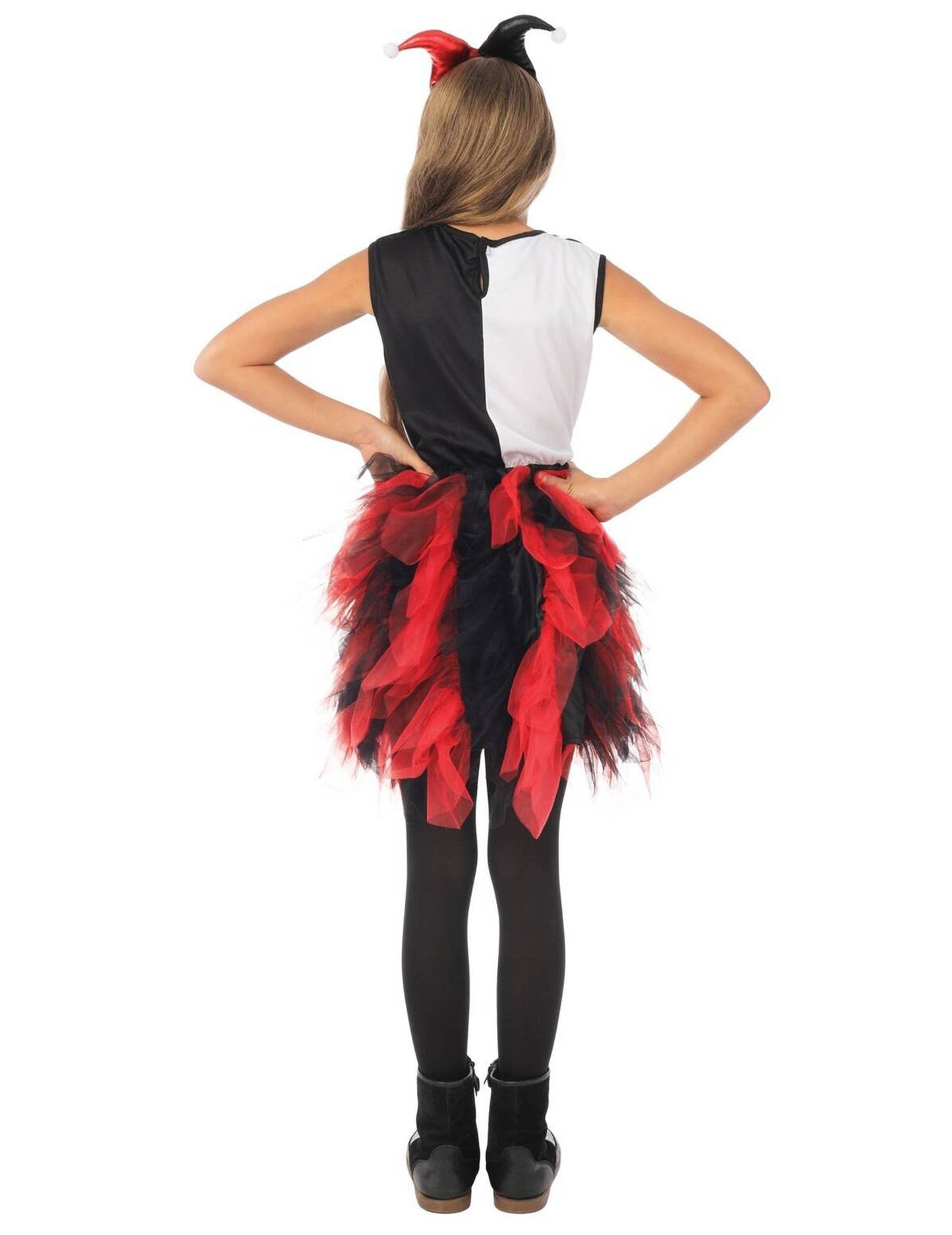 Костюм Арлекин с черно-червена фуста за момичета