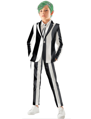 Детски костюм на призрак в черно и бяло райе