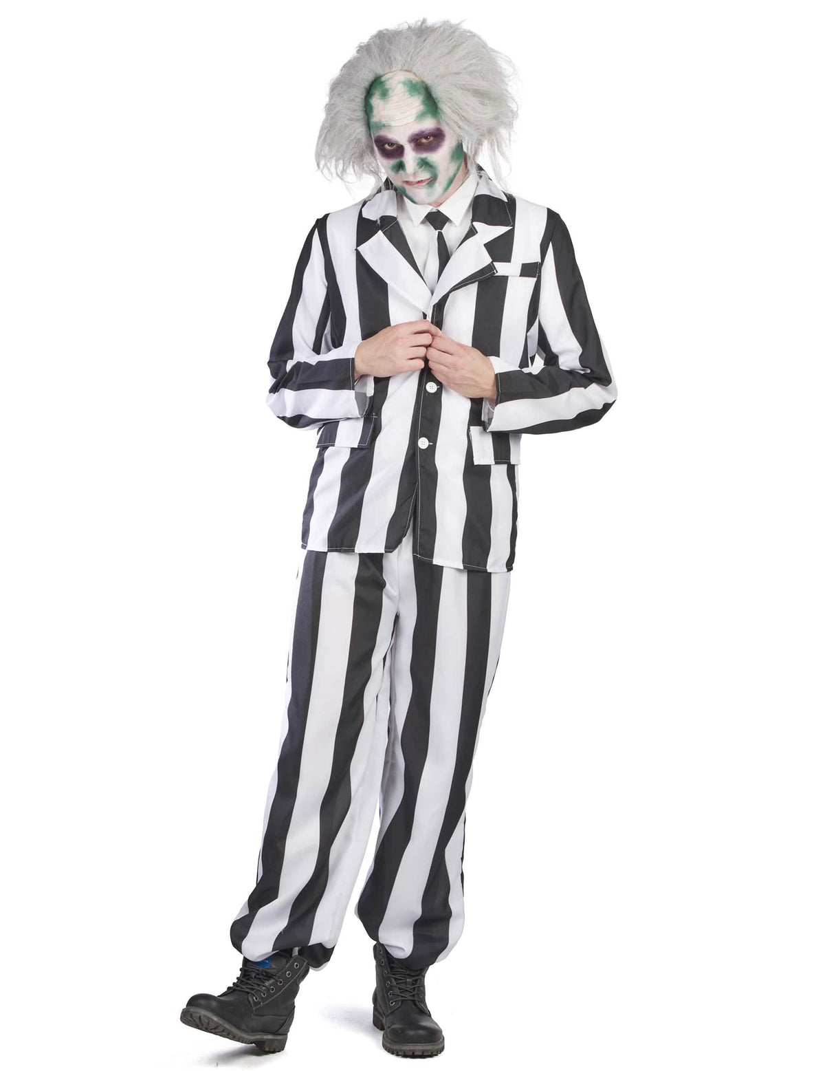 Costume de fantôme à rayures pour homme noir et blanc