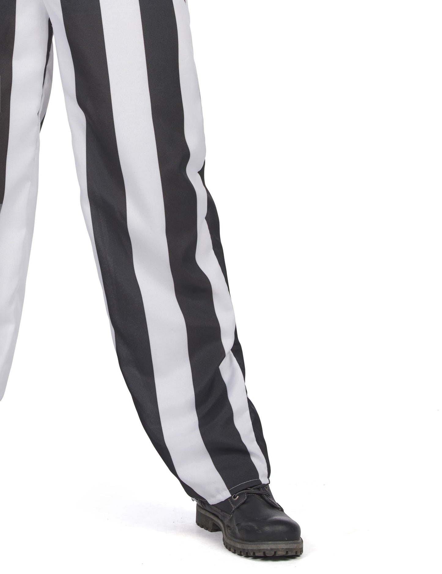 Détail du bas du pantalon du costume de fantôme à rayures pour homme