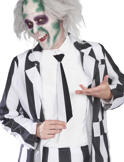 Мъжки костюм на призрак на черно и бяло райе