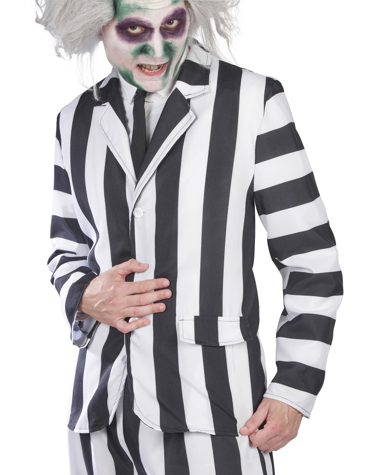 Черно -бял райе призрачен костюм за възрастни