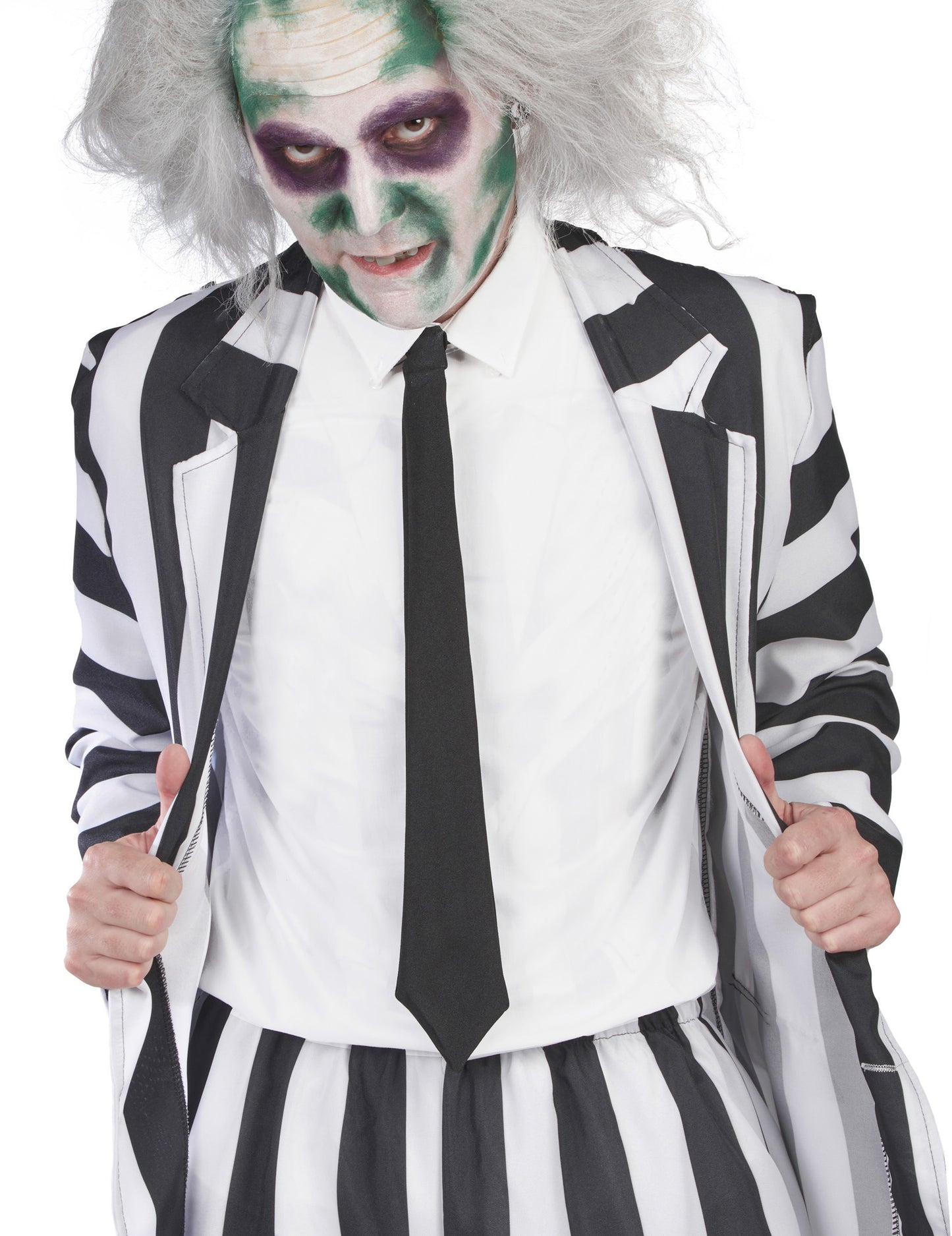 Черно -бял райе призрачен костюм за възрастни