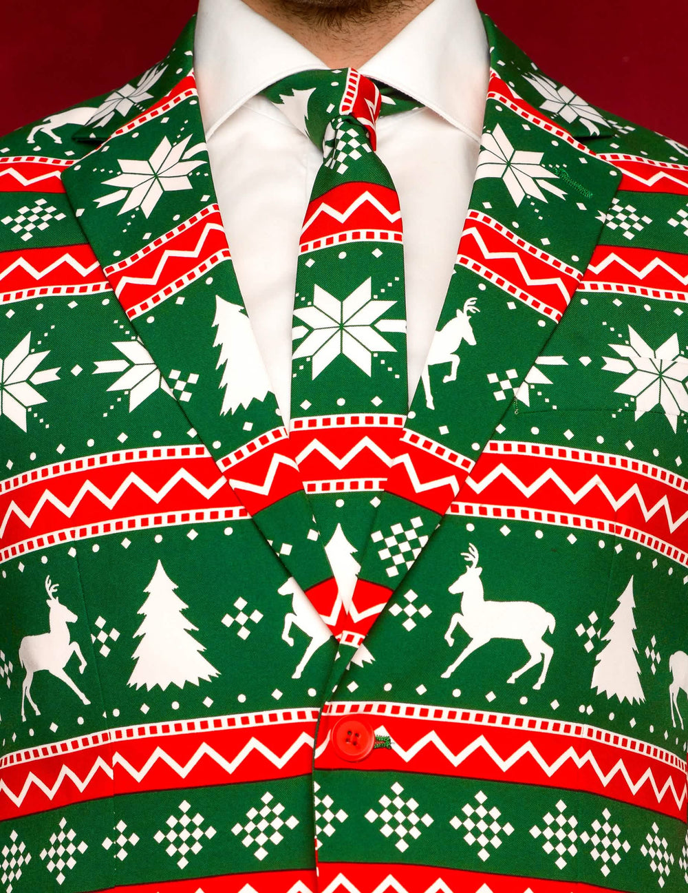 Детайл на вратовръзката и яката на костюма Mr. Festive за мъж