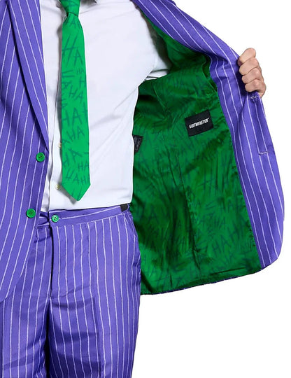 Détail de la doublure intérieure et de la cravate du costume Mr. Joker™ Suitmeister™