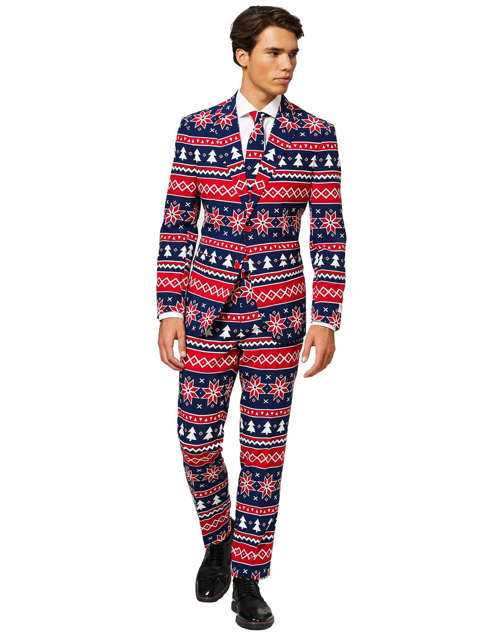 Мъжки костюм Mr. Nordic Xmas в синьо и червено със скандинавски мотиви