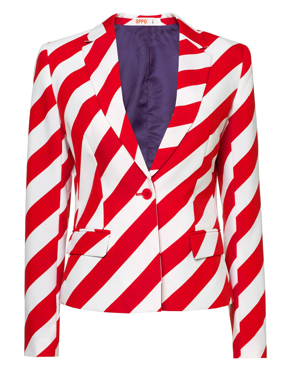 Червено-бял раиран жакет от костюма Mrs. America Opposuits за жена
