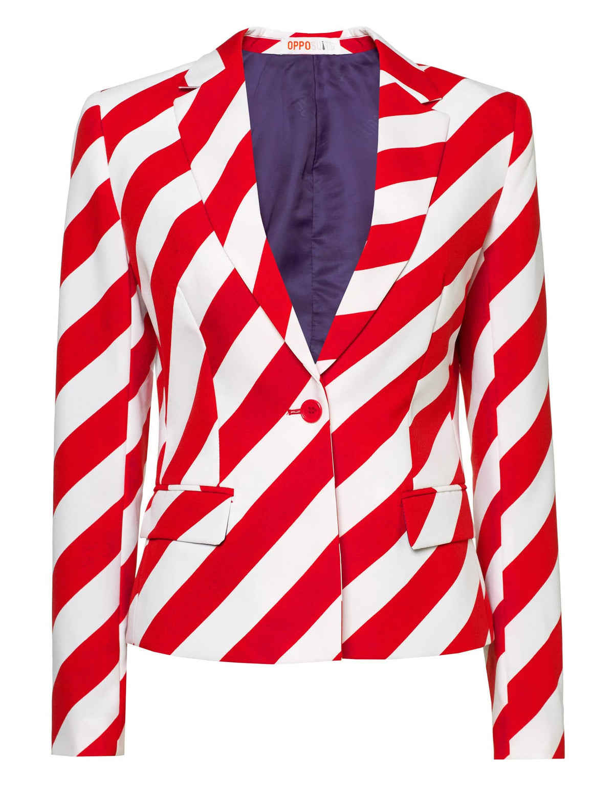 Червено-бял раиран жакет от костюма Mrs. America Opposuits за жена
