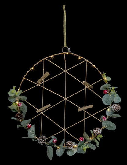 Висящ венец със светещ колаж 28 cm с клипсове