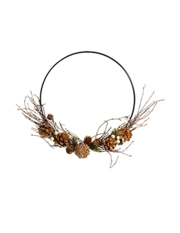 Висяща корона със златни шишарки 35 cm 