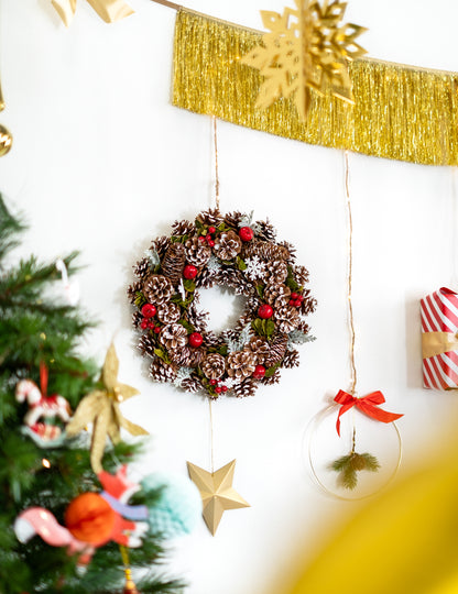 Коледен дюшер дървени плодове 35 см