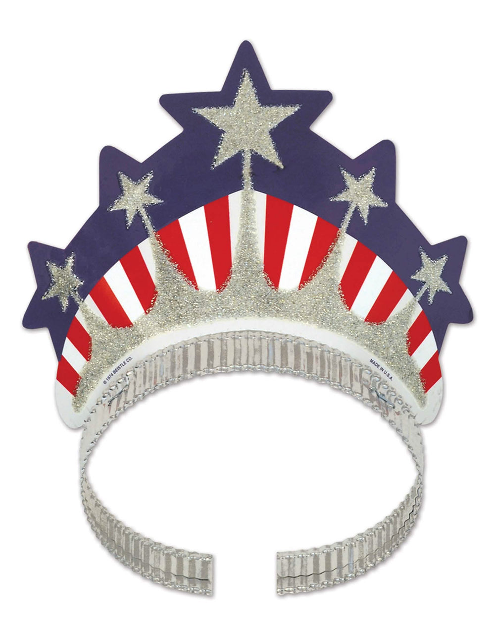 Корона Miss Liberty син бял червен и сребърен с брокат