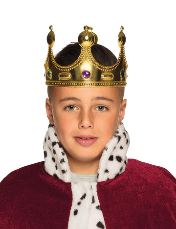 Couronne de roi pour enfant dorée avec pierres colorées