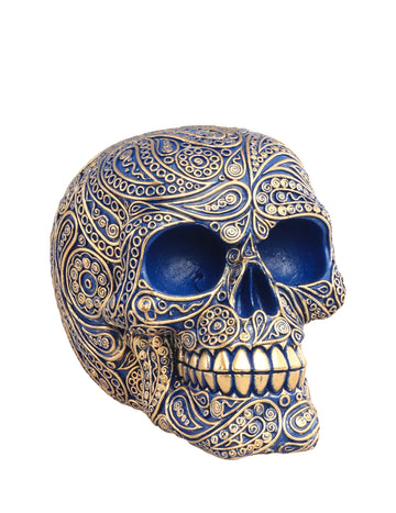 Син бароков череп от смола, 11,5 см