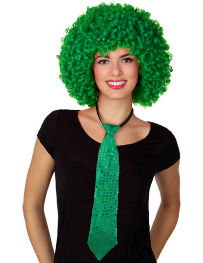 Cravate à sequins pour adulte verte